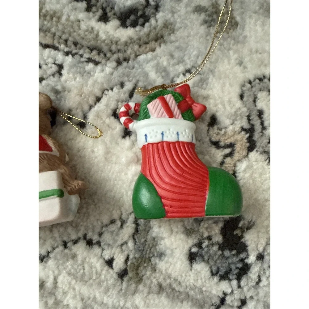 Vintage 90s Christmas Ornaments Lot Of 3 Ceramic
